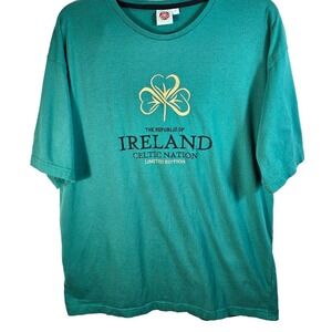 Traditional Craft Ireland T-Shirt XL Men's Green Celtic Nation Embroidered Gold